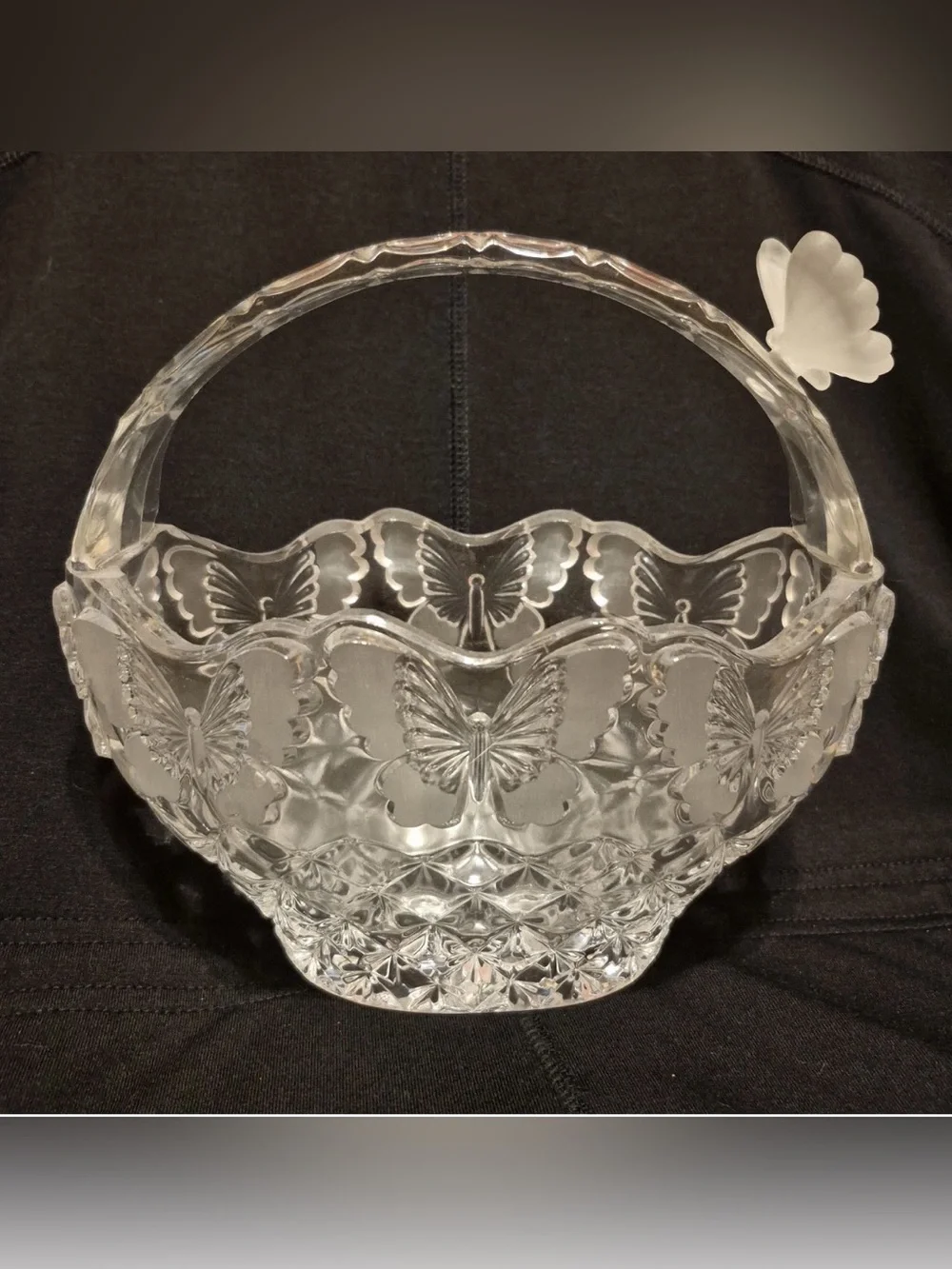 Clear Glass Butterfly Basket - Decorative Home Accent